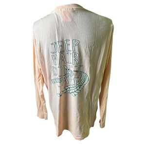 U.S. Vintage Jeep Hair Don't Care Long Sleeve Tee Women‎ Large Peach